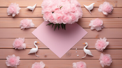 pink flowers on wooden background HD 8K wallpaper Stock Photographic Image 