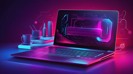 Fototapeta premium Ai Generated Laptop Illustration