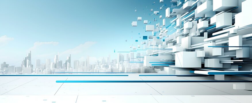 Technology sense white space background, incredible detail pluripotent cyberspace, future network banner design. generative AI