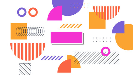 Vector abstract memphis geometric styled colorful colourful background