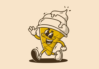 Mascot character illustration of walking ice cream