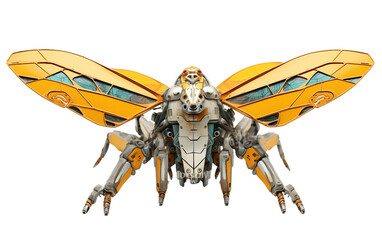 Lifelike 3D Robotic Moth on Transparent background