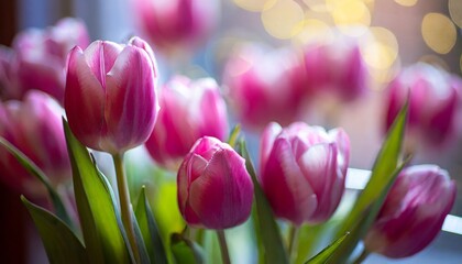 Obraz premium pink and white tulips, tulips, nature, pink, garden, 
