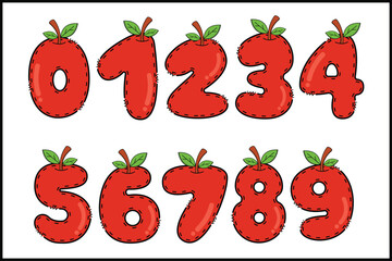 Handcrafted Juicy number color creative art typographic design