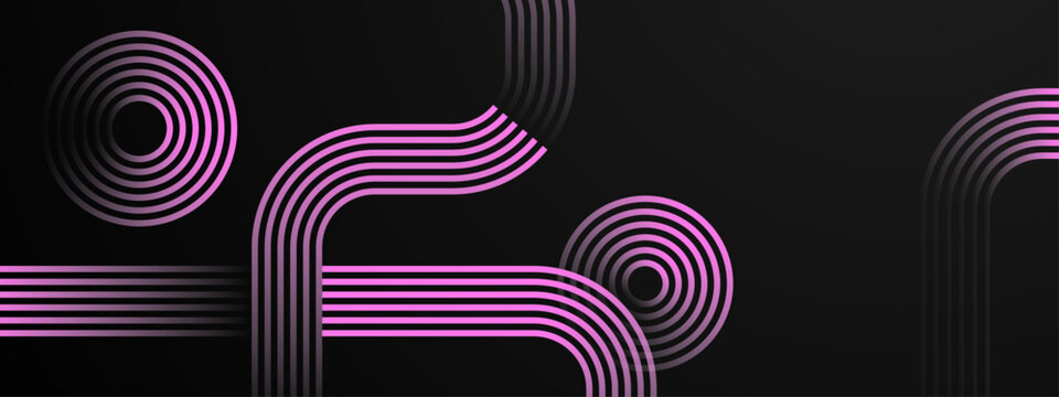 Pink modern simple dynamic shiny lines shapes banner with futuristic technology concept