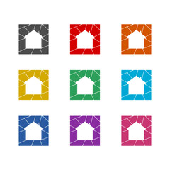 Stone house  icon isolated on white background. Set icons colorful