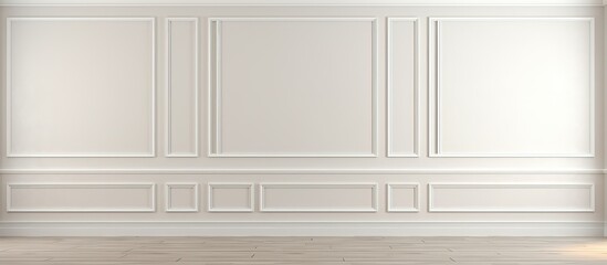 Illustration of a with light walls and ceiling and a dark floor in an empty living room design - obrazy, fototapety, plakaty
