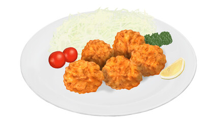 お皿に盛られた唐揚げのイラスト