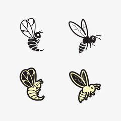 bee and honey logo vector design and insect animal illustration - obrazy, fototapety, plakaty