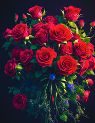Fantasy rose bouquet, unique Valentine's gift, beautifully designed, enchanting twist for a romantic surprise.