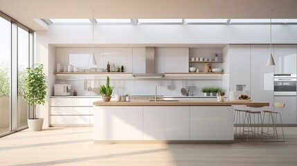 White modern kitchen. Modern light interior
