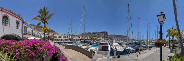 Panorama Puerto de Mogan / Insel Gran Canaria - obrazy, fototapety, plakaty