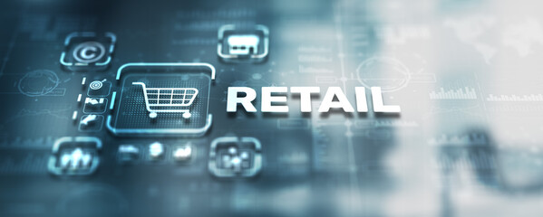 Retail. Omni channel technology of online retail business - obrazy, fototapety, plakaty