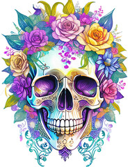 Skull and flowers