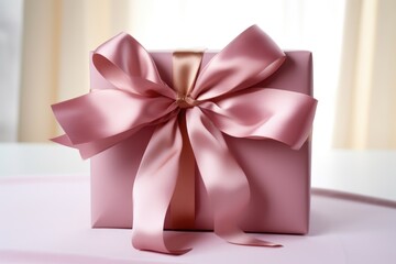 a neatly wrapped present with a big ribbon bow