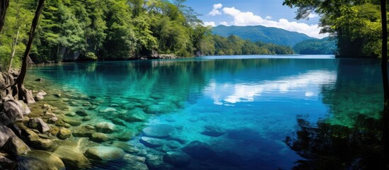 Perfect clear water in the paradise of Crater Azul Pet n Guatemala