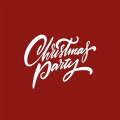Handwritten white color lettering phrase Christmas Party.