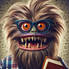 Obraz premium Hairy monster nerd