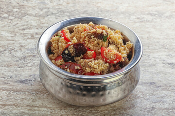 Arabic cous cous with meat and tomato