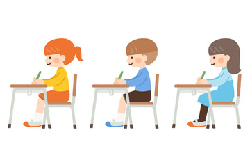 授業を受ける子供達のイラスト素材