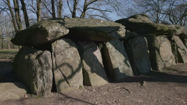 Roche-aux-F&eacute;es or Fairies Rock in French department of Ille-et-Vilaine, Brittany in France. Forward shot