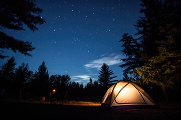 Fototapeta na wymiar tent under a clear, star-filled night sky