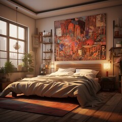 interior of a bedroom  generated by AI