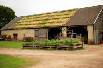 Fototapeta na wymiar barn and farmyard film set designed for a historical drama
