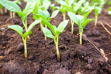 close up of eggplants growing in soil-less culture