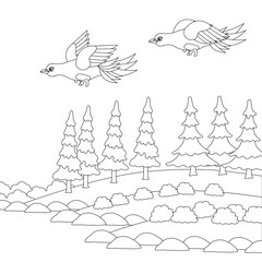 Design Nature Landscape Outline Coloring Page
