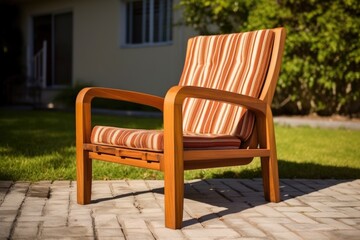 Fototapeta na wymiar newly crafted wooden lounge chair, freshly polished