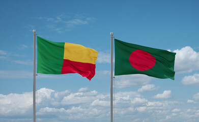 Bangladesh and Benin flags, country relationship concept