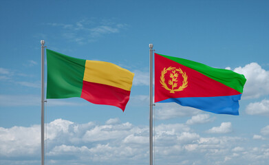 Eritrea and Benin flags, country relationship concept