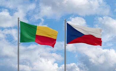 Czech Republic and Benin flags, country relationship concept
