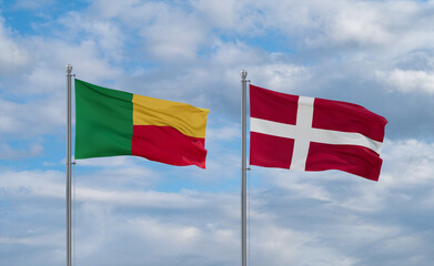 Denmark and Benin flags, country relationship concept