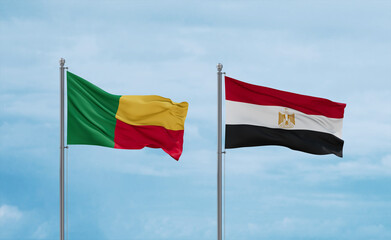 Egypt and Benin flags, country relationship concept
