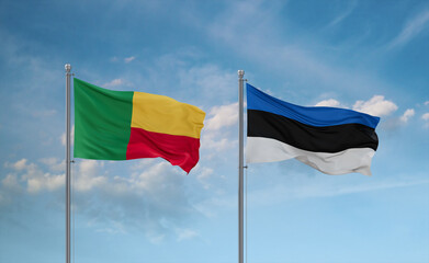 Estonia and Benin flags, country relationship concept