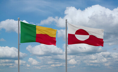 Greenland and Benin flags, country relationship concept