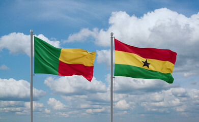 Ghana and Benin flags, country relationship concept