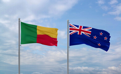 New Zealand and Benin flags, country relationship concept