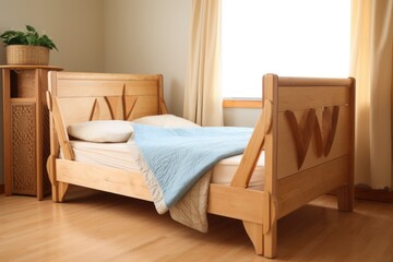 eco-friendly wooden crib with organic cotton bedding