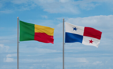 Panama and Benin flags, country relationship concept