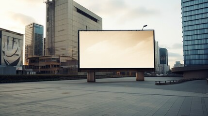 Empty Large Billboard Advertisement Mockup on the Modern Building Exterior
