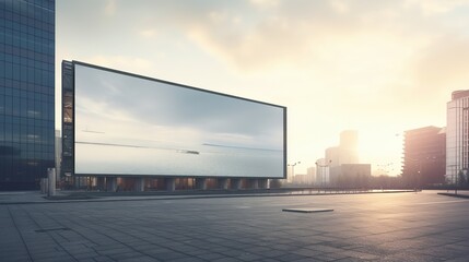 Empty Large Billboard Advertisement Mockup on the Modern Building Exterior
