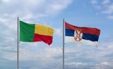 Serbia and Benin flags, country relationship concept