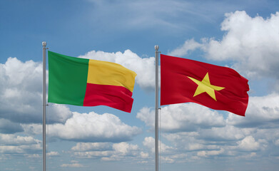 Vietnam and Benin flags, country relationship concept