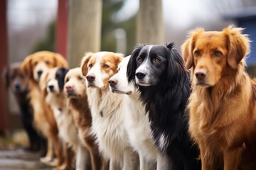 Fototapety  dogs waiting in line for obedience trial