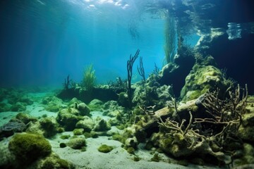 devastated underwater ecosystem due to acidity - obrazy, fototapety, plakaty