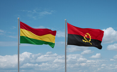 Bolivia and Angola national flags, country relationship concept