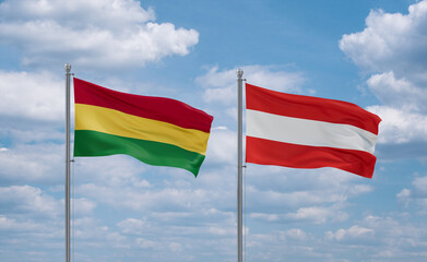 Austria and Bolivia flags, country relationship concept